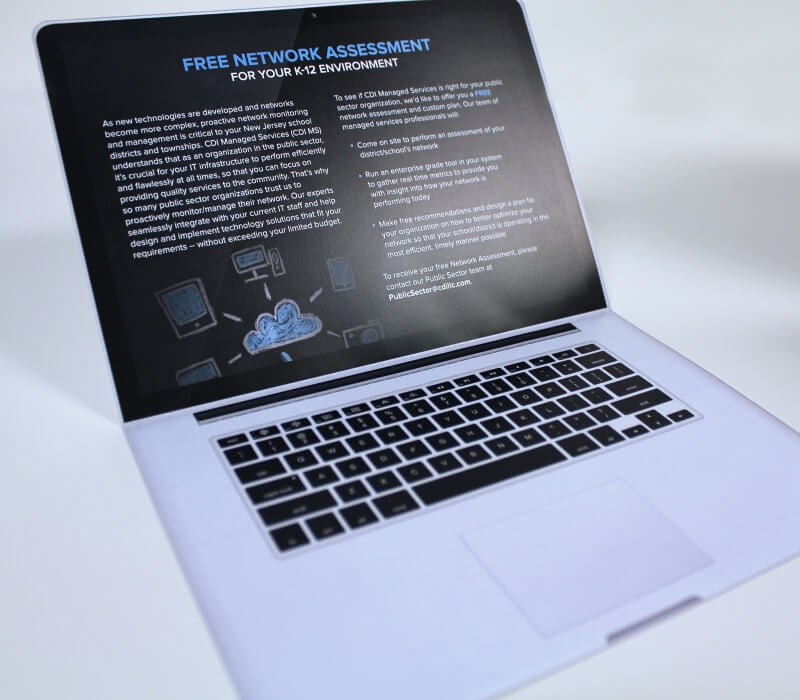 cdi sled education laptop mailer direct mail campaign diecut print graphic design