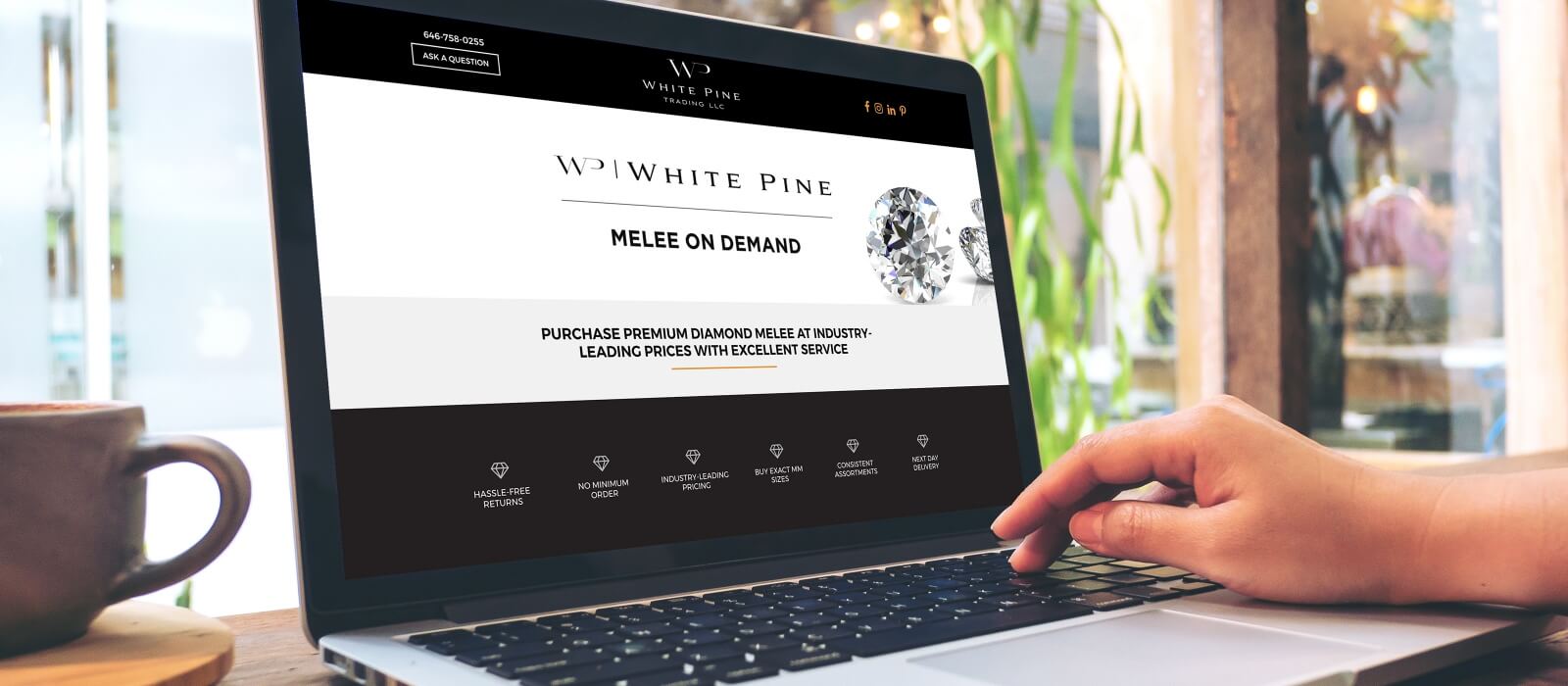 white pine diamond jewelry melee parcel website responsive laptop mobile friendly