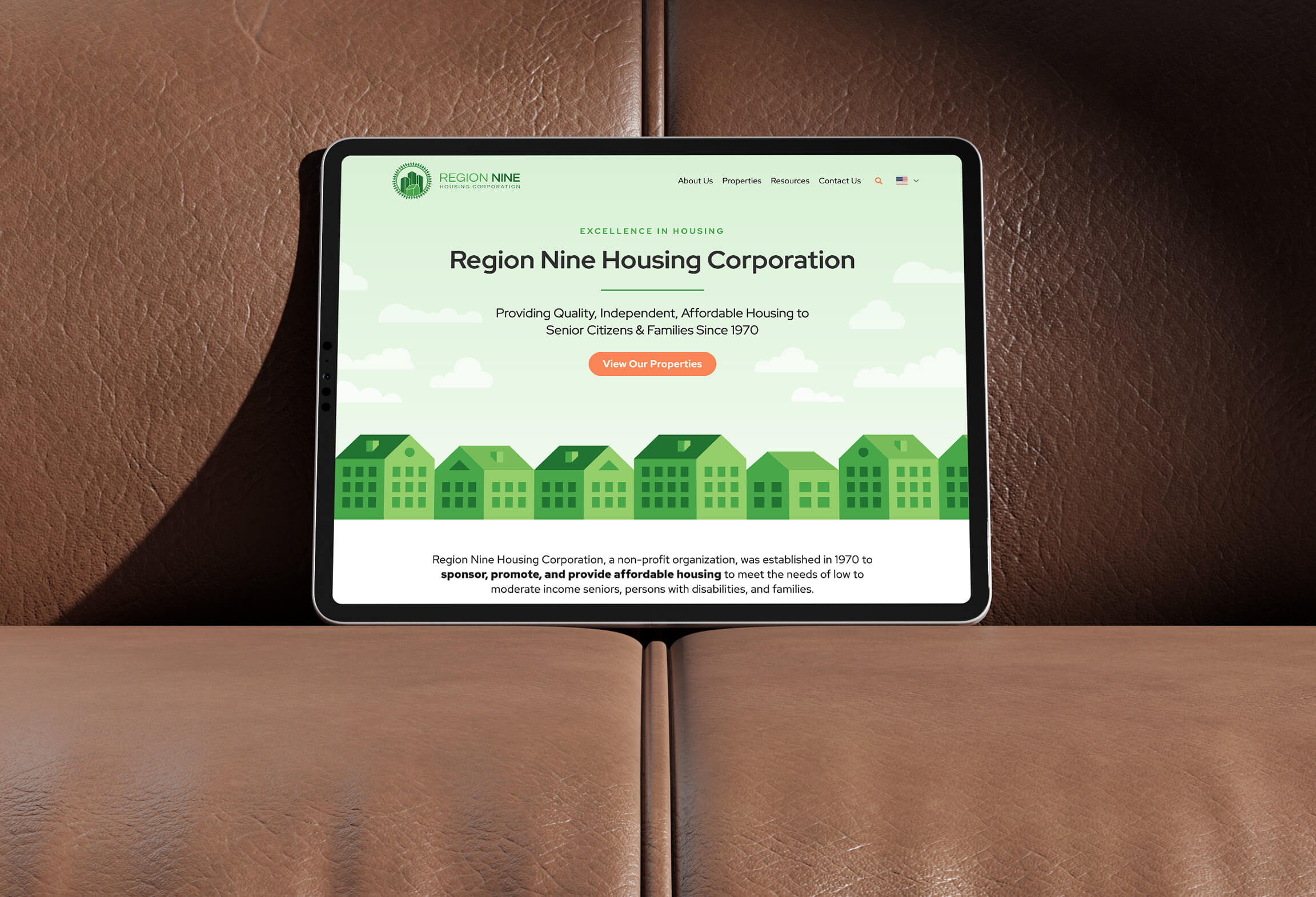 Region Nine website on a tablet